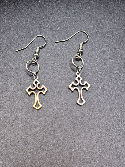 Small Cross Gothic Earrings