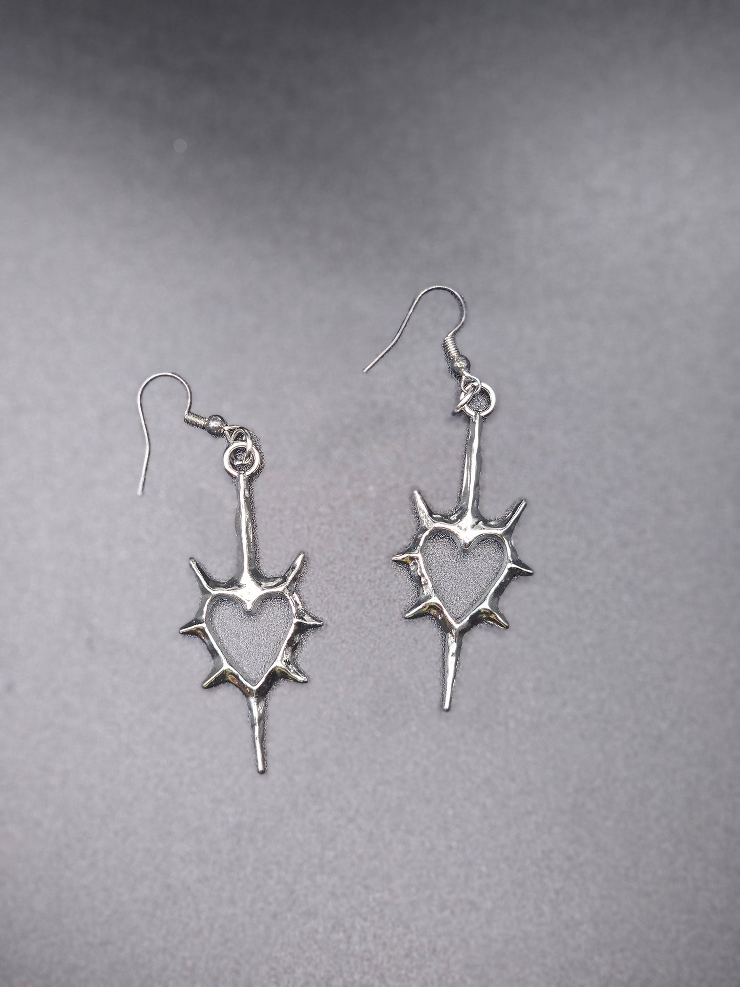 Dangle Heart Spike Earrings