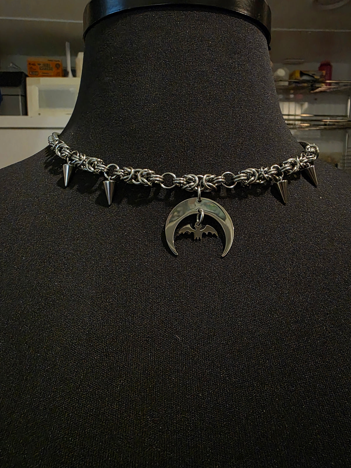 Chainmail Bat Moon Bat Chainmail Necklace – Chain Link Reaction