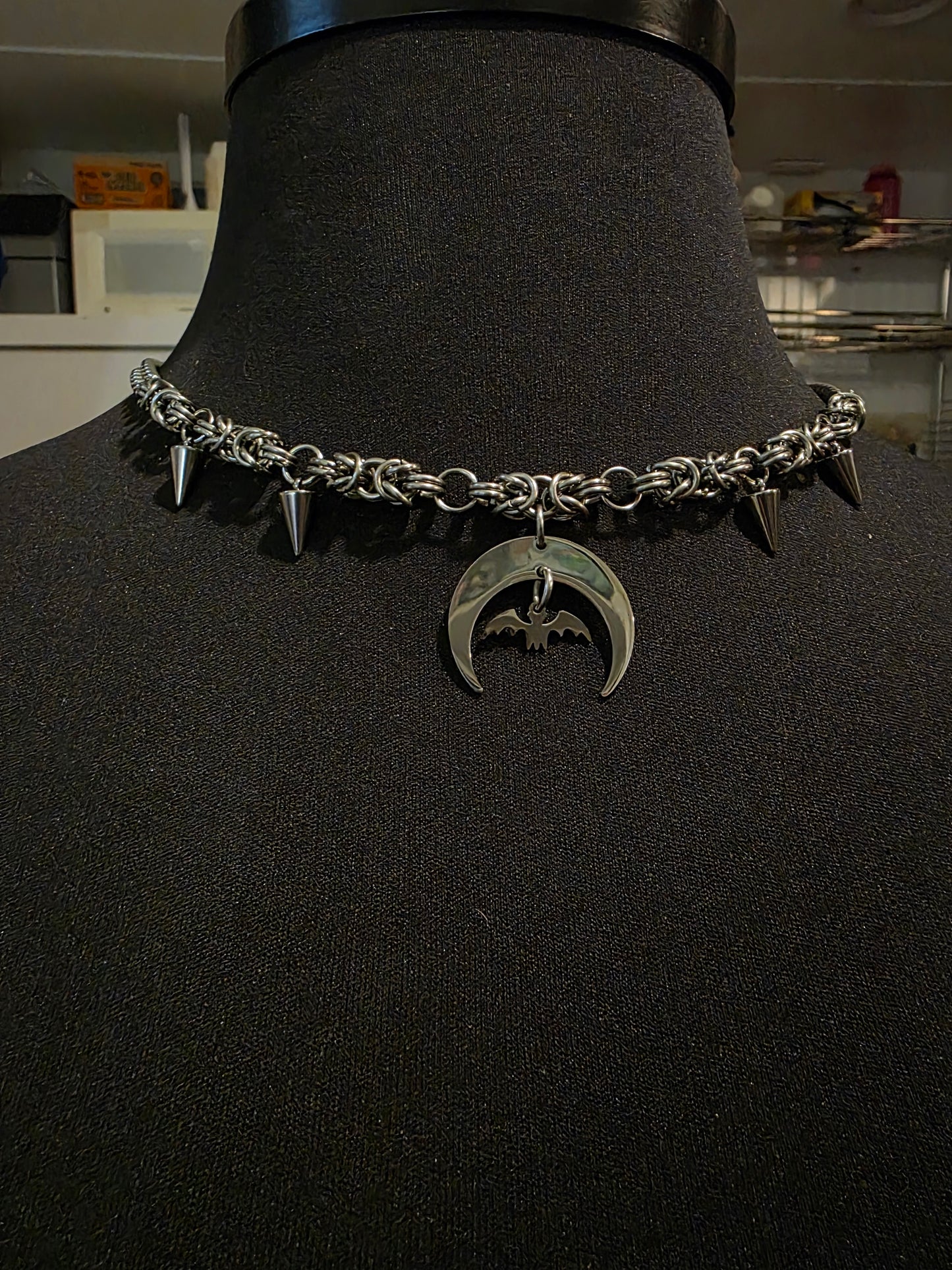 Moon Bat Chainmail Necklace