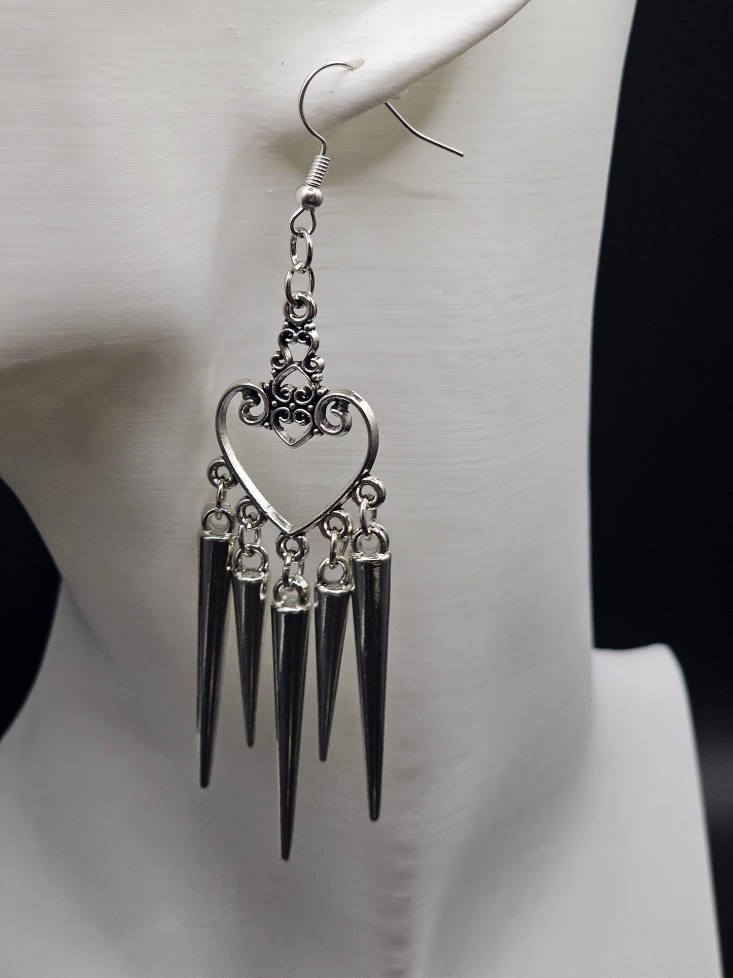 Heart Drop Spike Earrings