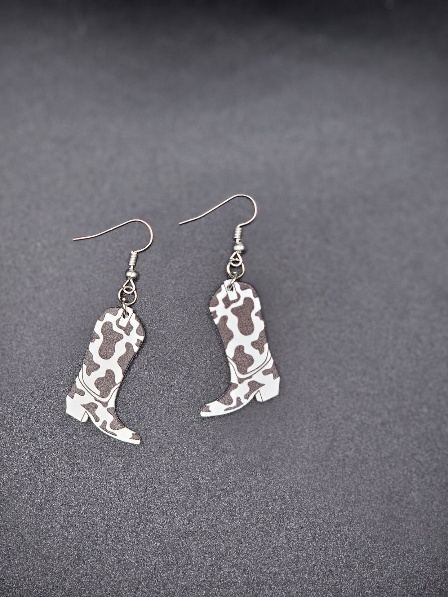 Cow Print Boot Earrings