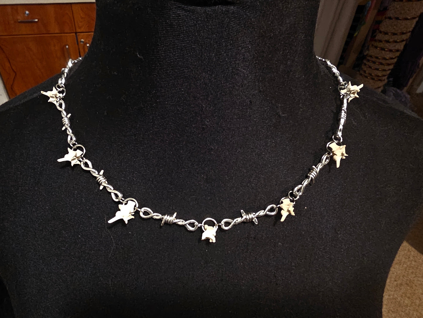 Bone and Barbed Wire Necklace