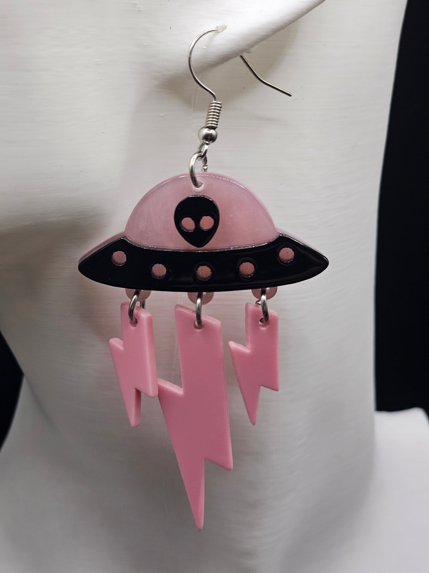 Pink UFO Earrings