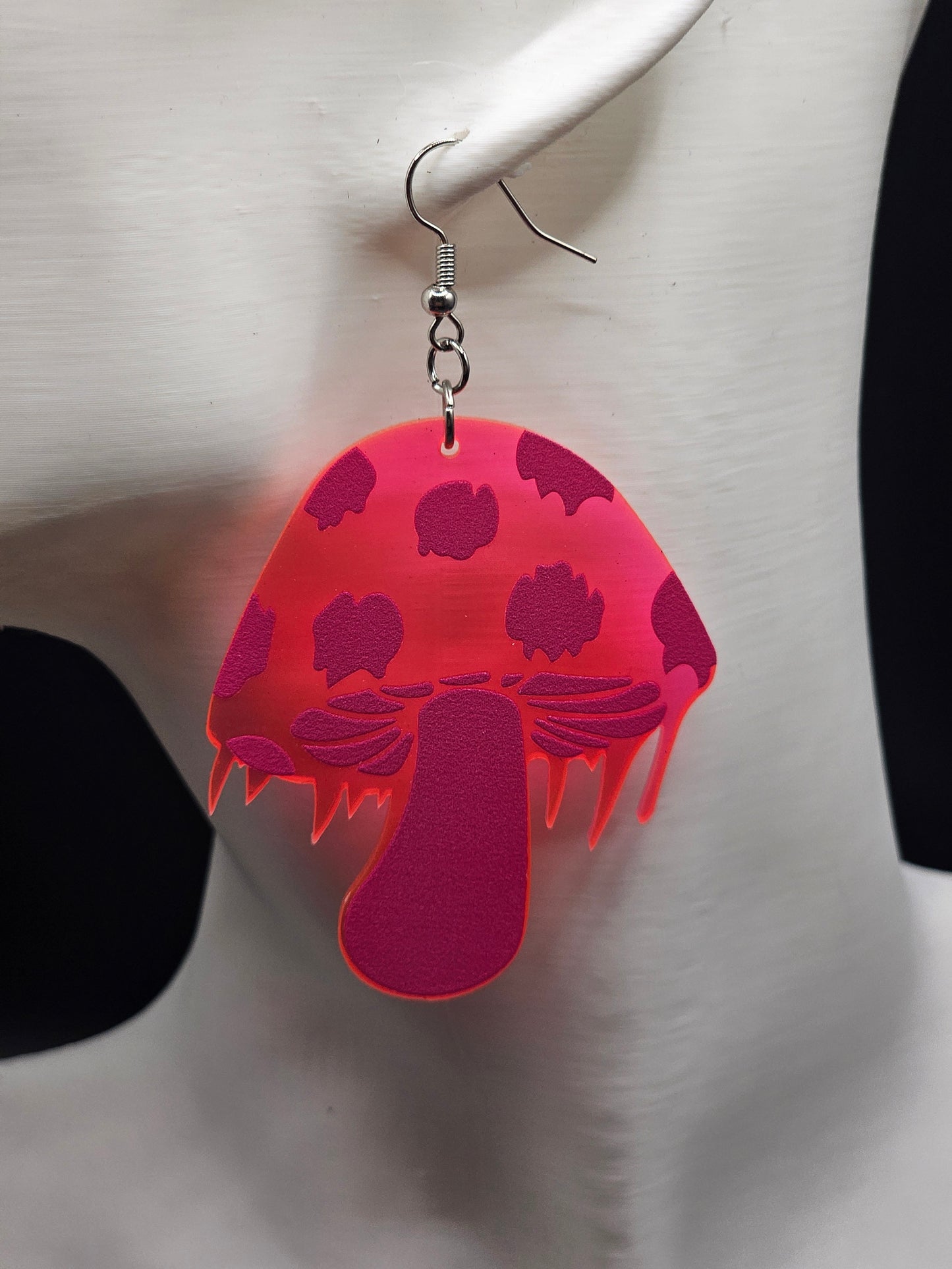 Trippy Pink Mushroom Earrings