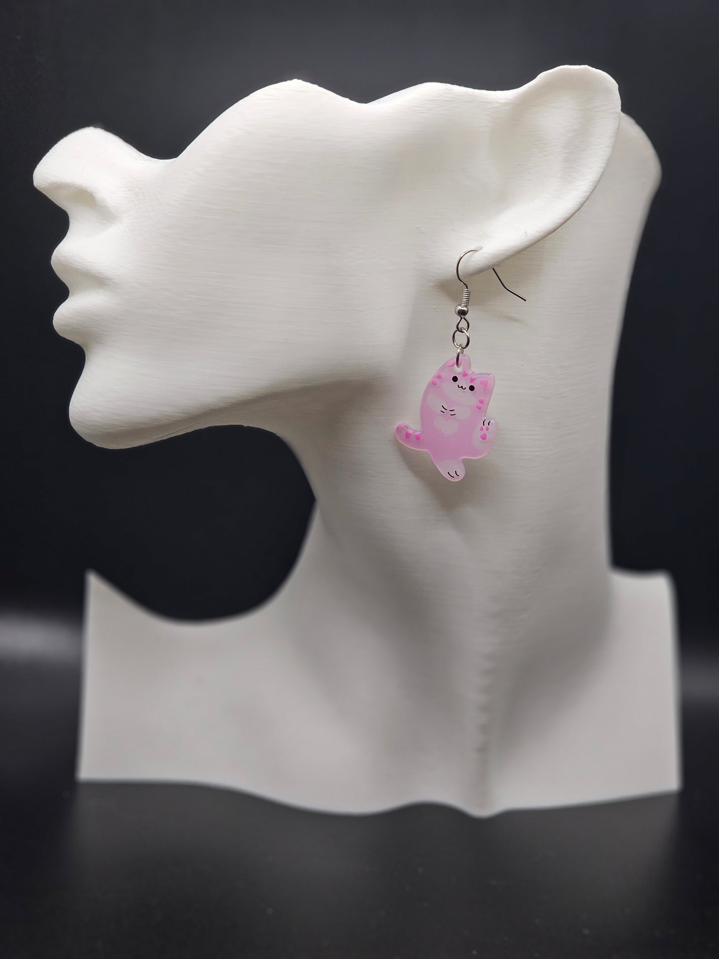 Acrylic Pink Kitten Earrings