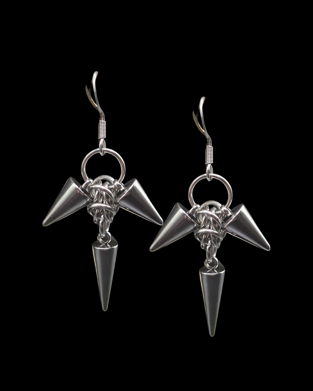 Tri Spike Chainmail Earrings