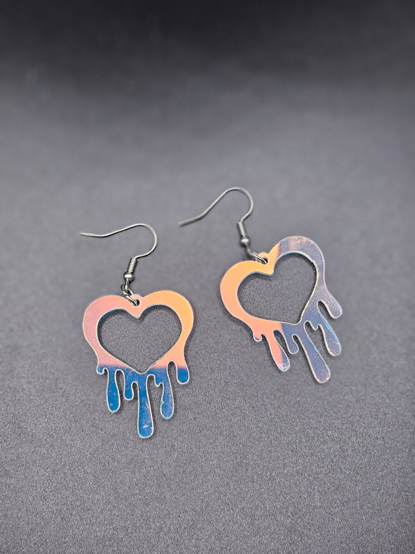 Holographic Heart Drips Earrings