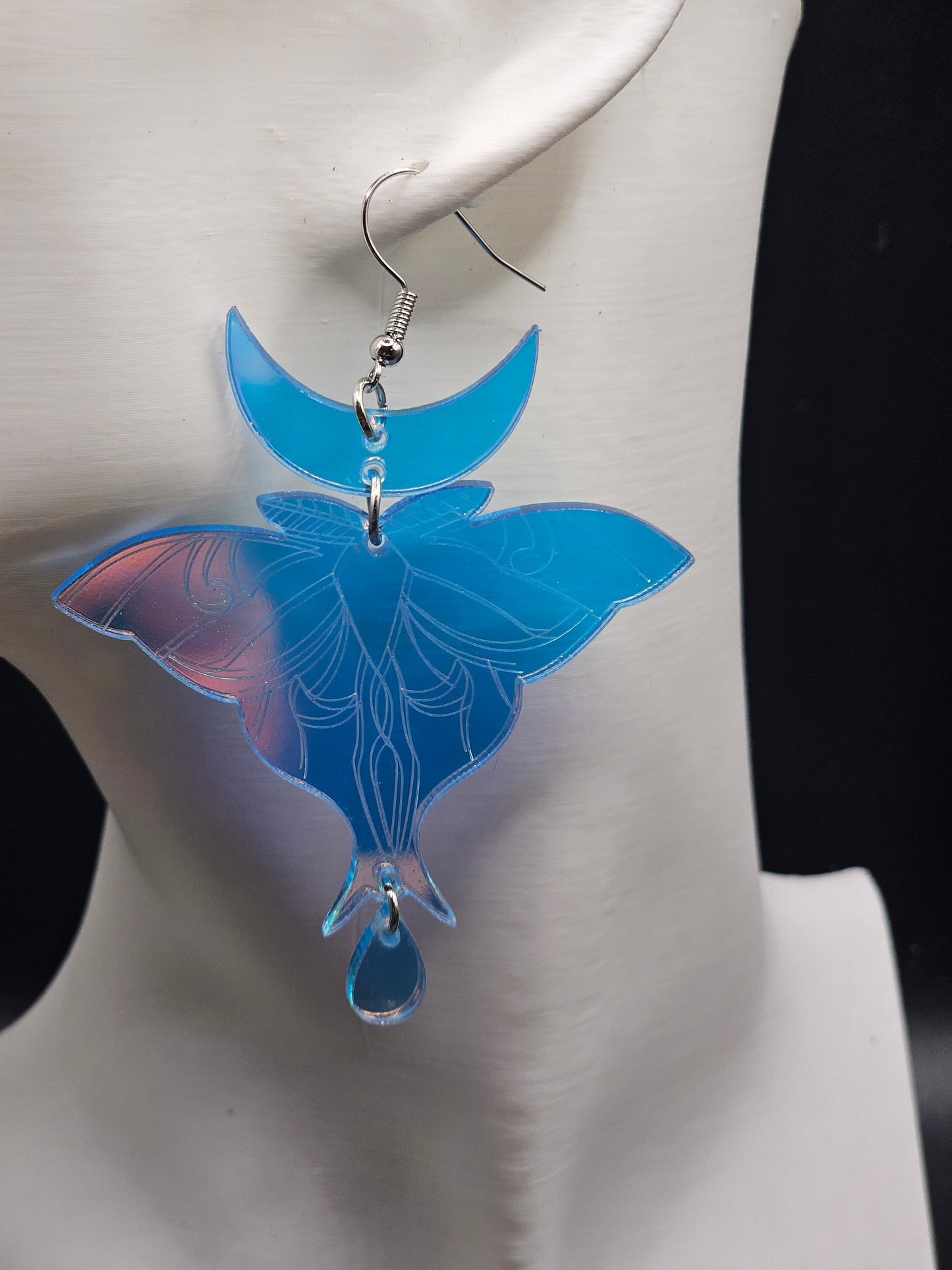 Acrylic Holographic Moth Earrings