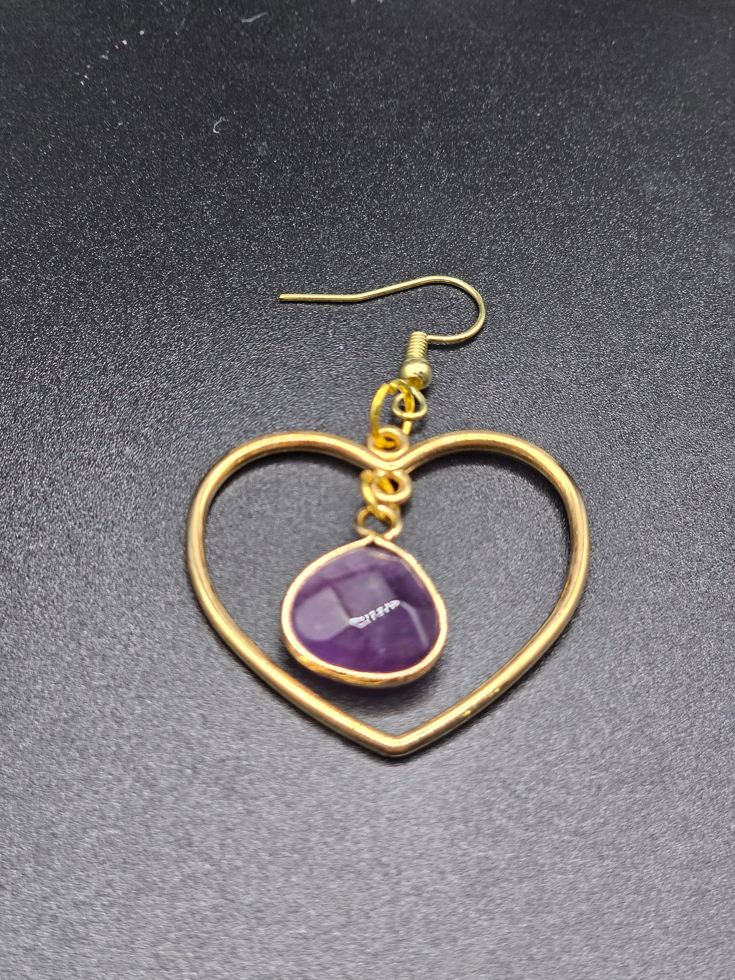 Amethyst Stone Heart Earrings