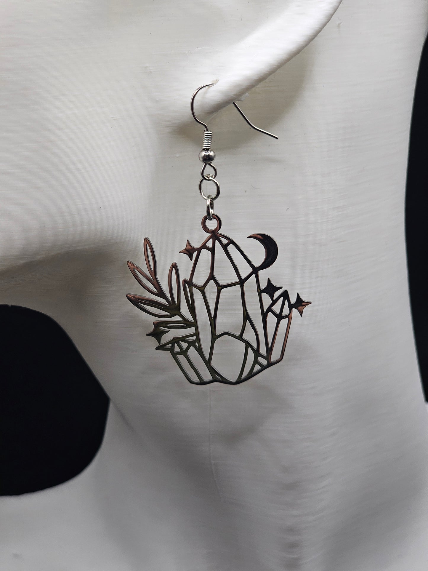 Silver Crystal Charm Earrings