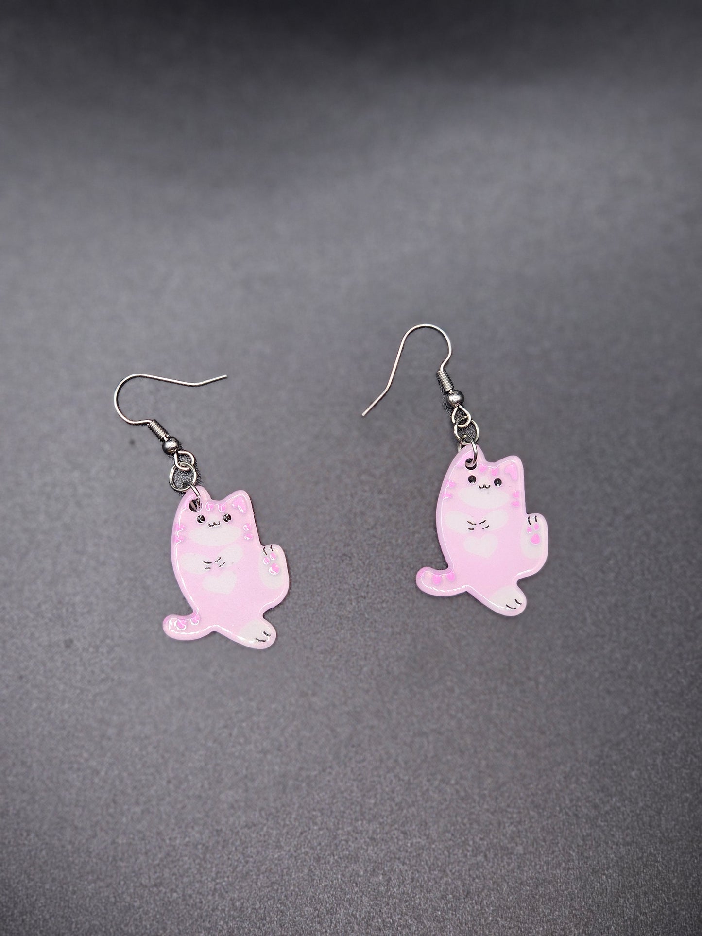 Acrylic Pink Kitten Earrings