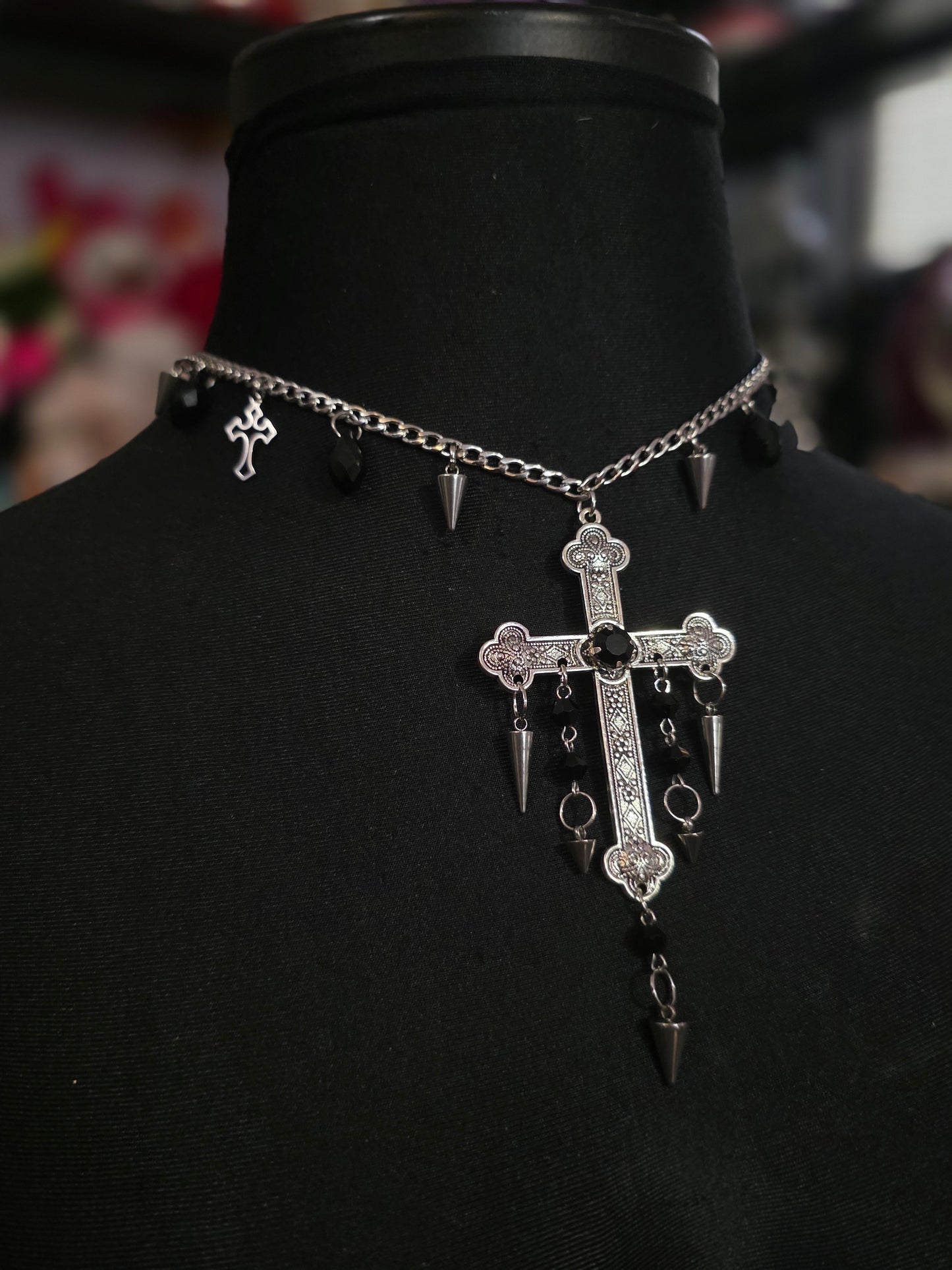 Spiked Cross Necklace