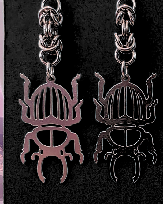 Beetle Chainmail Earrings
