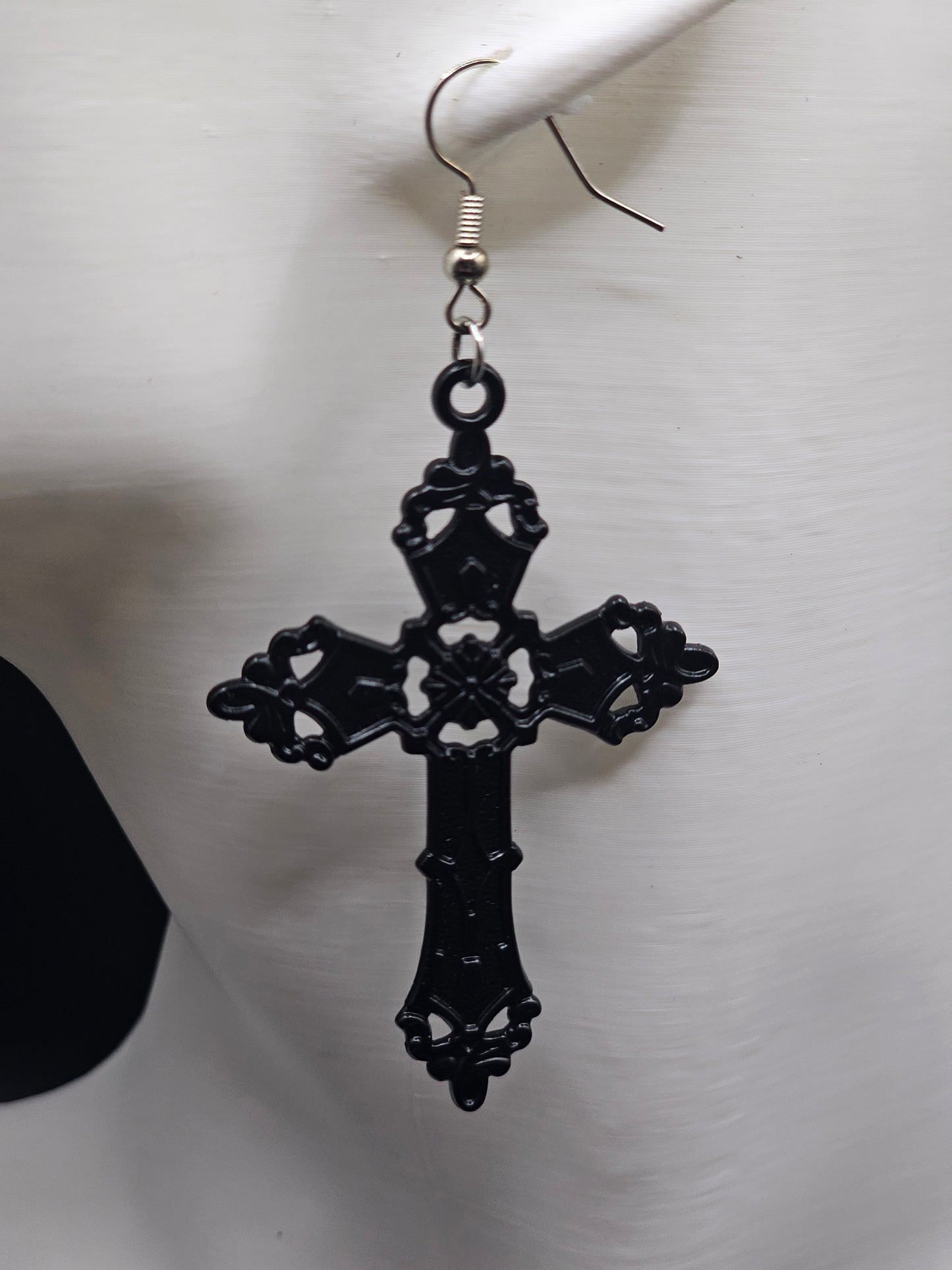 Black Gothic Cross Earring