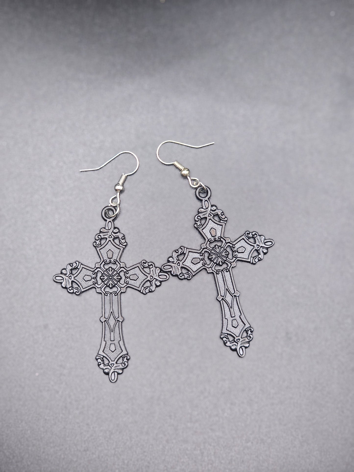 Black Gothic Cross Earring