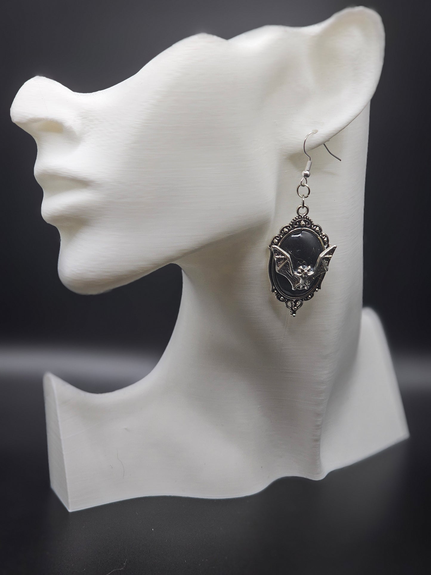 Bat Cameo Earrings