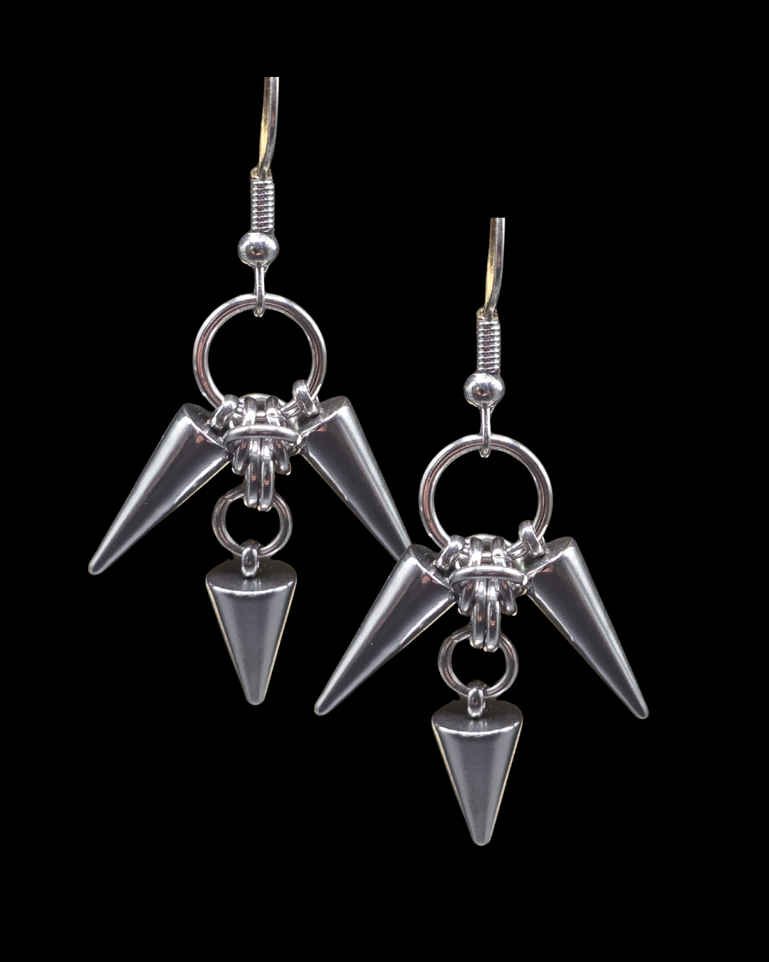 Tri Spike Chainmail Earrings