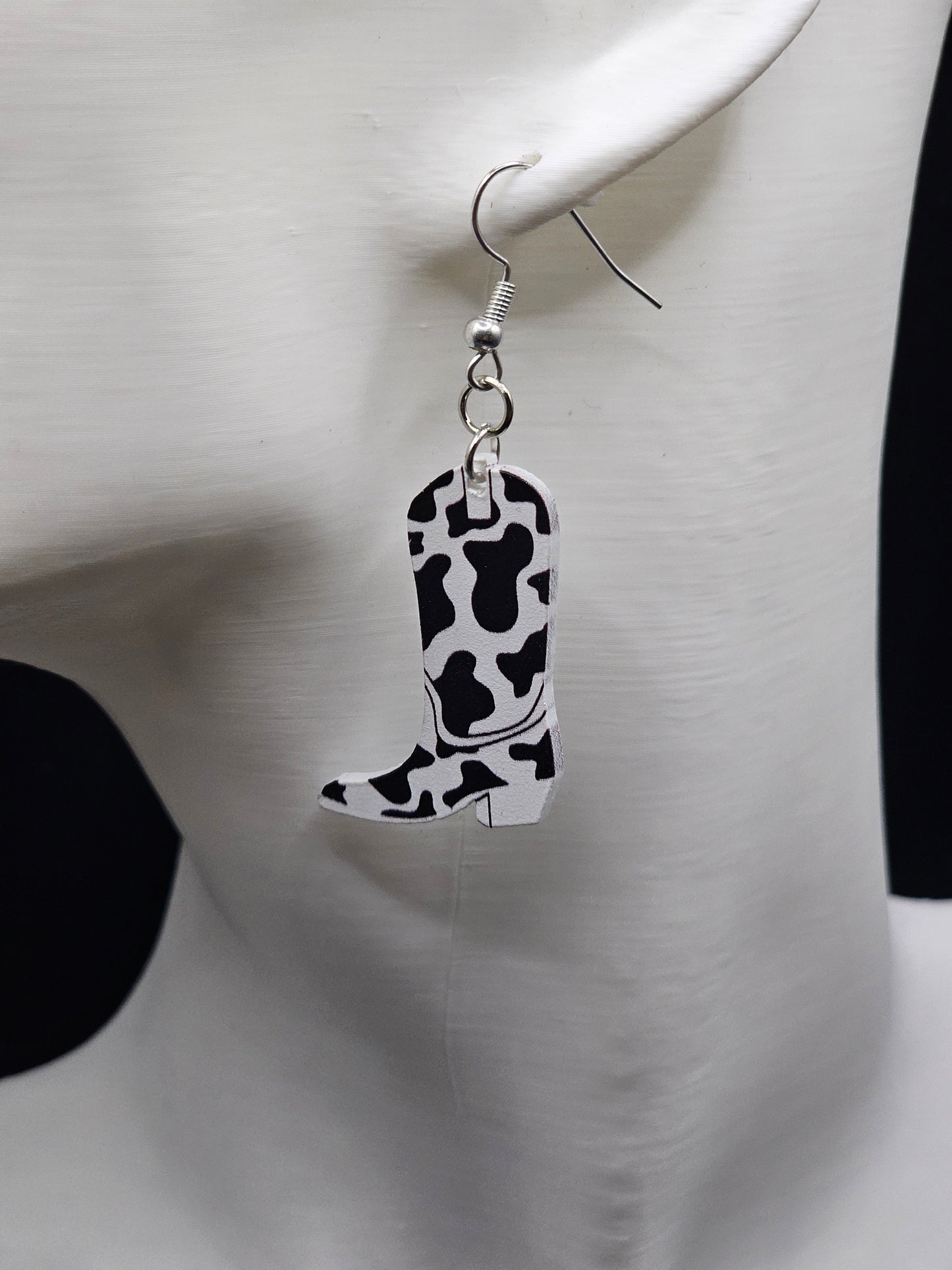 Cow Print Boot Earrings