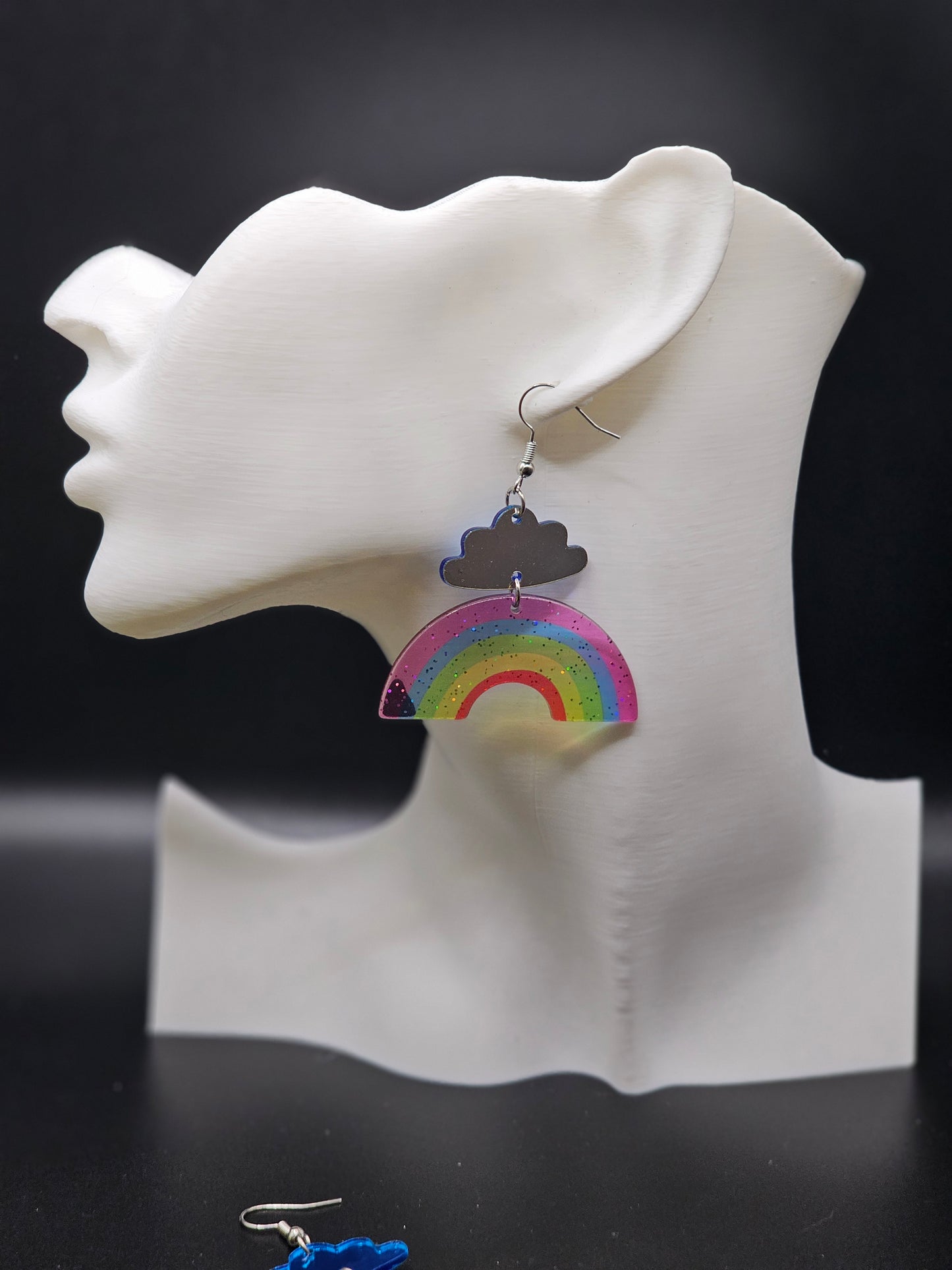 Acrylic Cloud and Rainbow Earrings