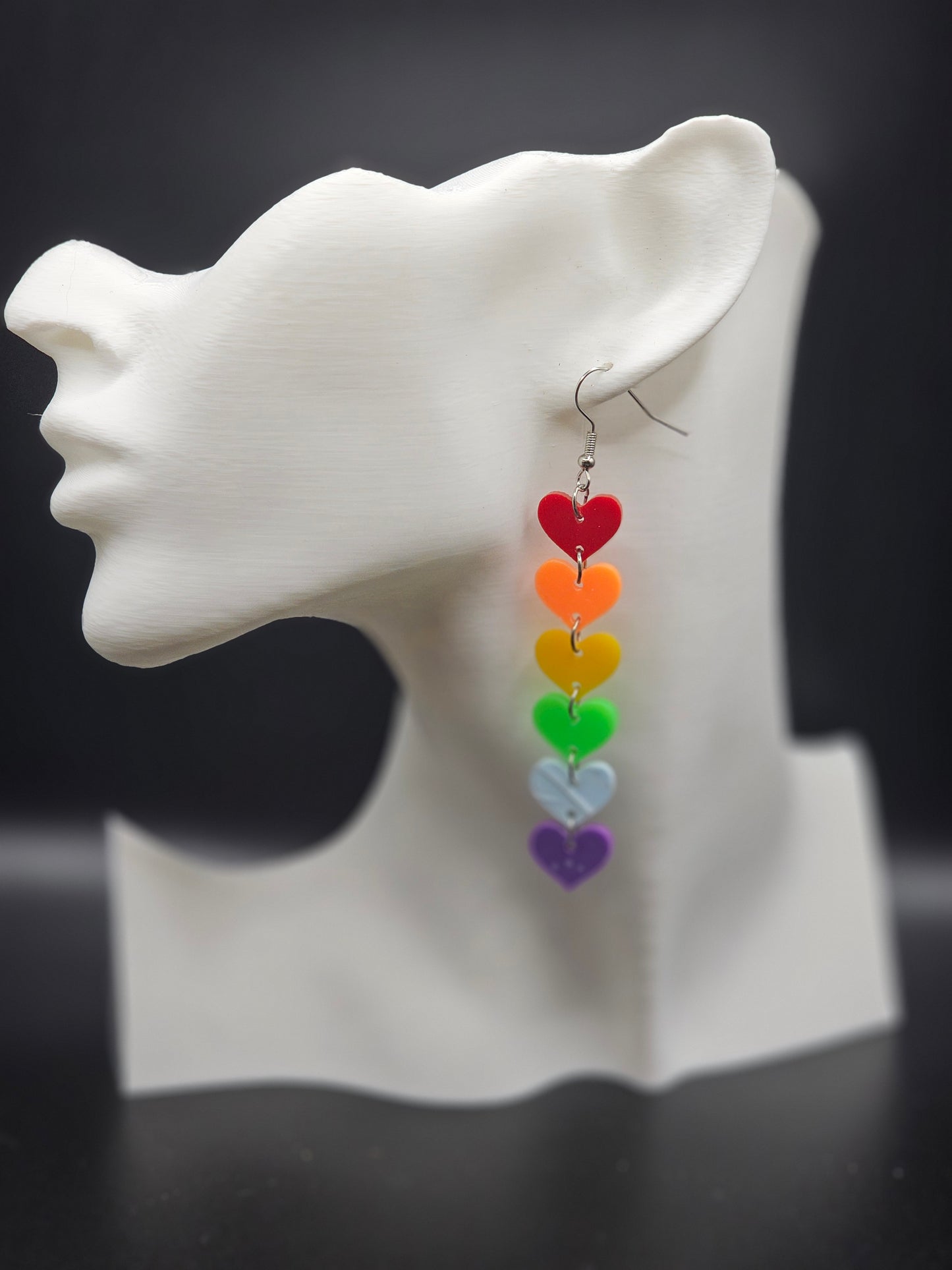 Rainbow Heart Dangle Earrings