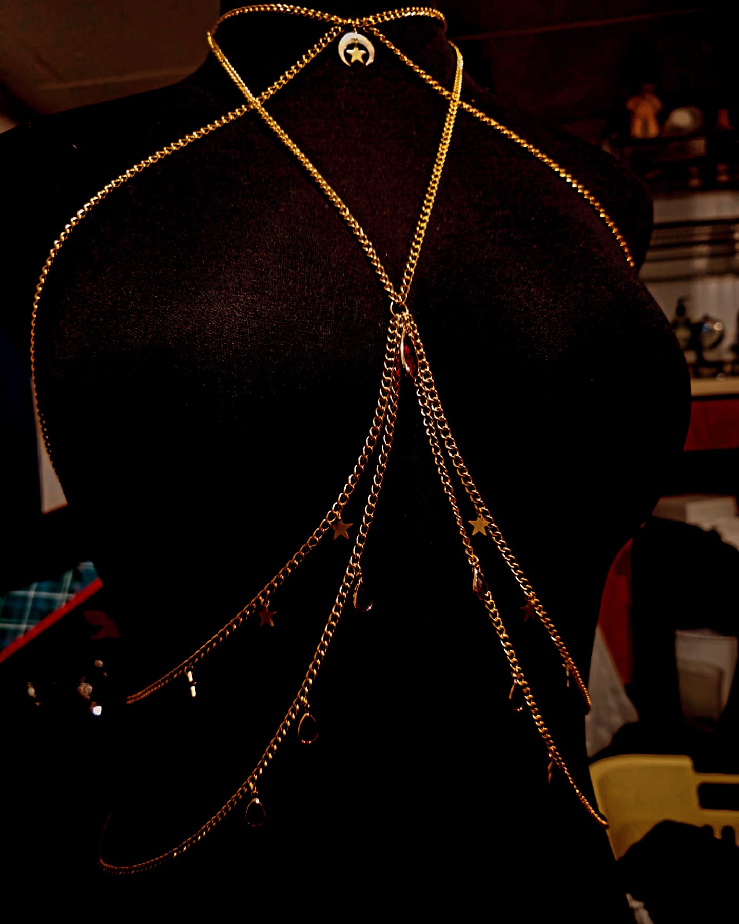 Twinkling rubies body chain