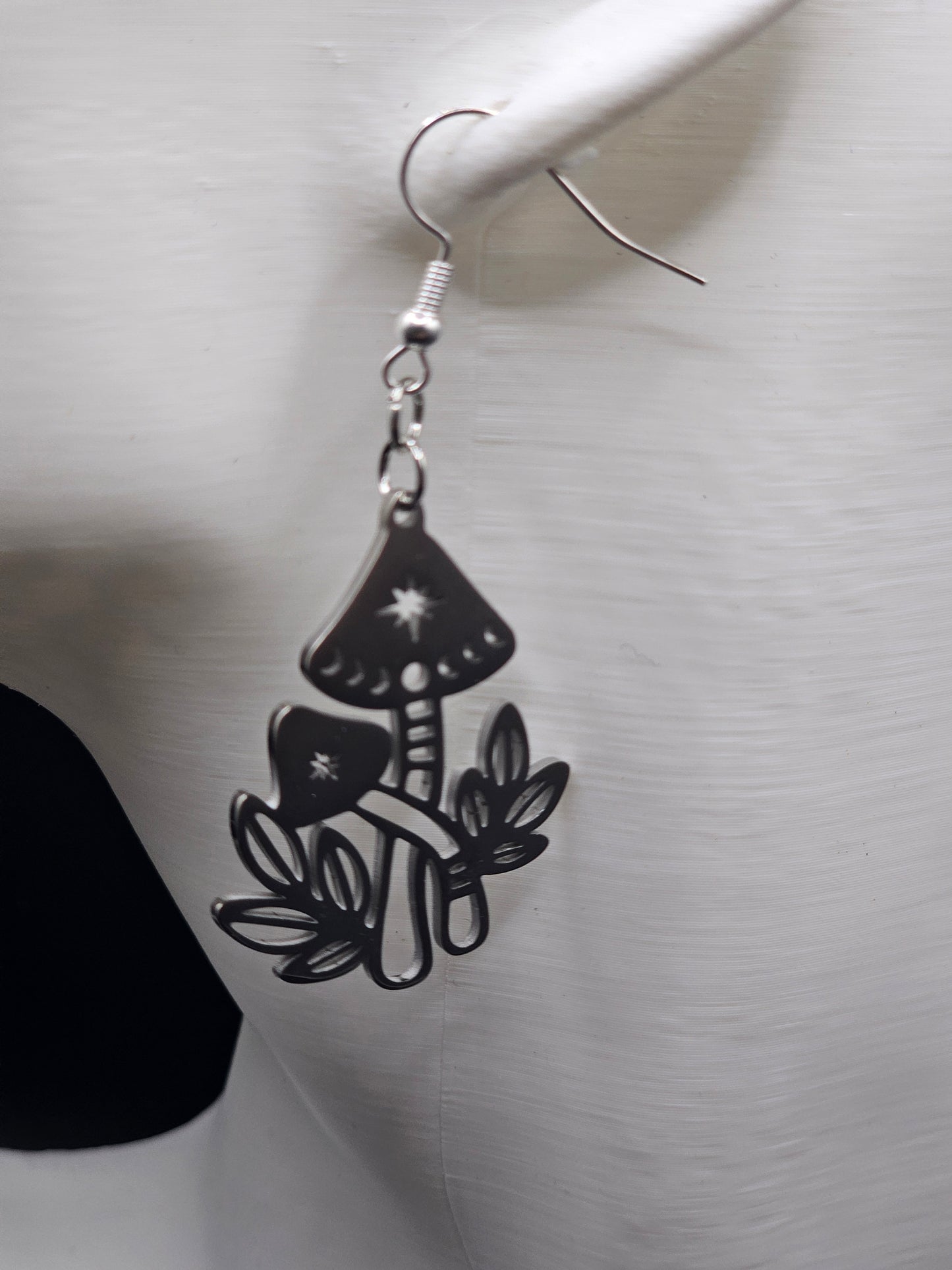 Silver Mushroom Earrings