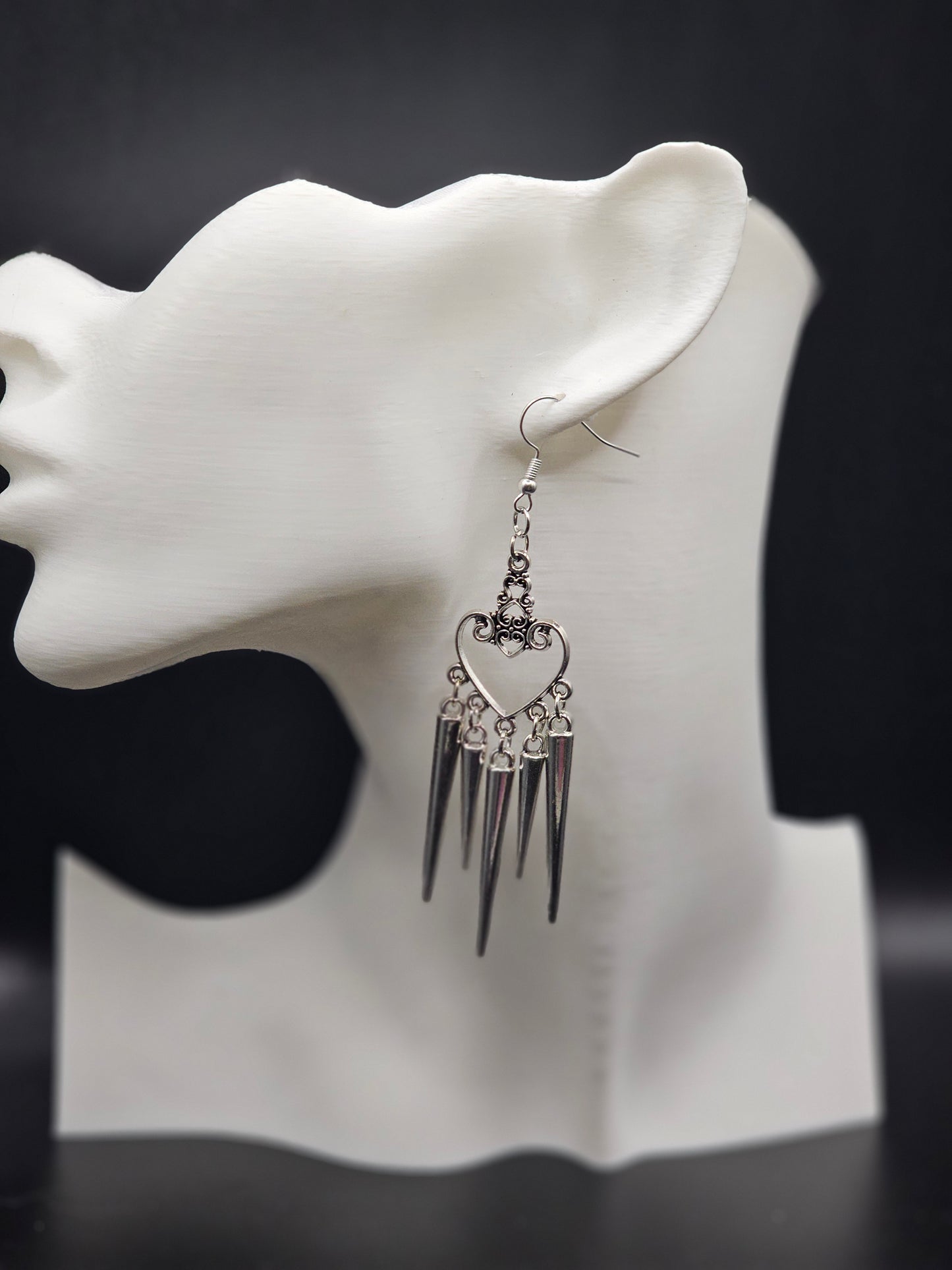 Heart Drop Spike Earrings