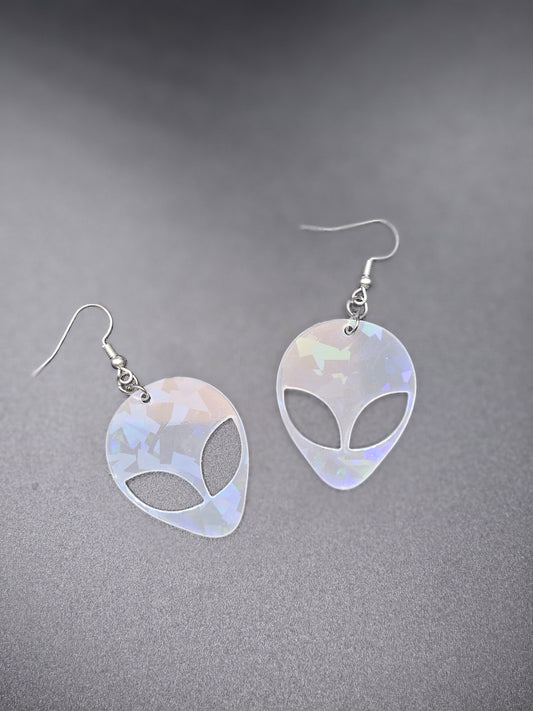 Holographic Alien Earrings