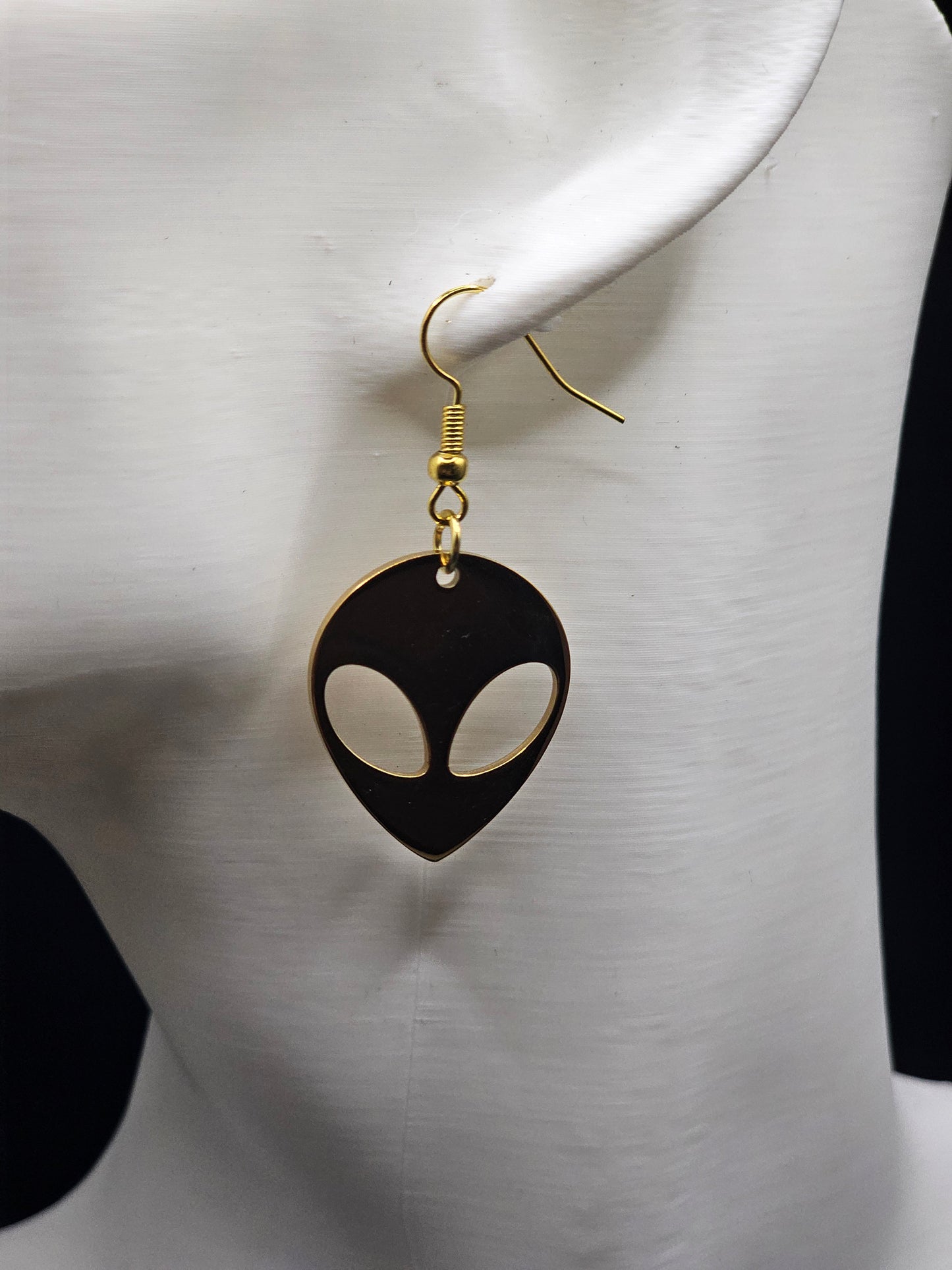 Gold Alien Earrings