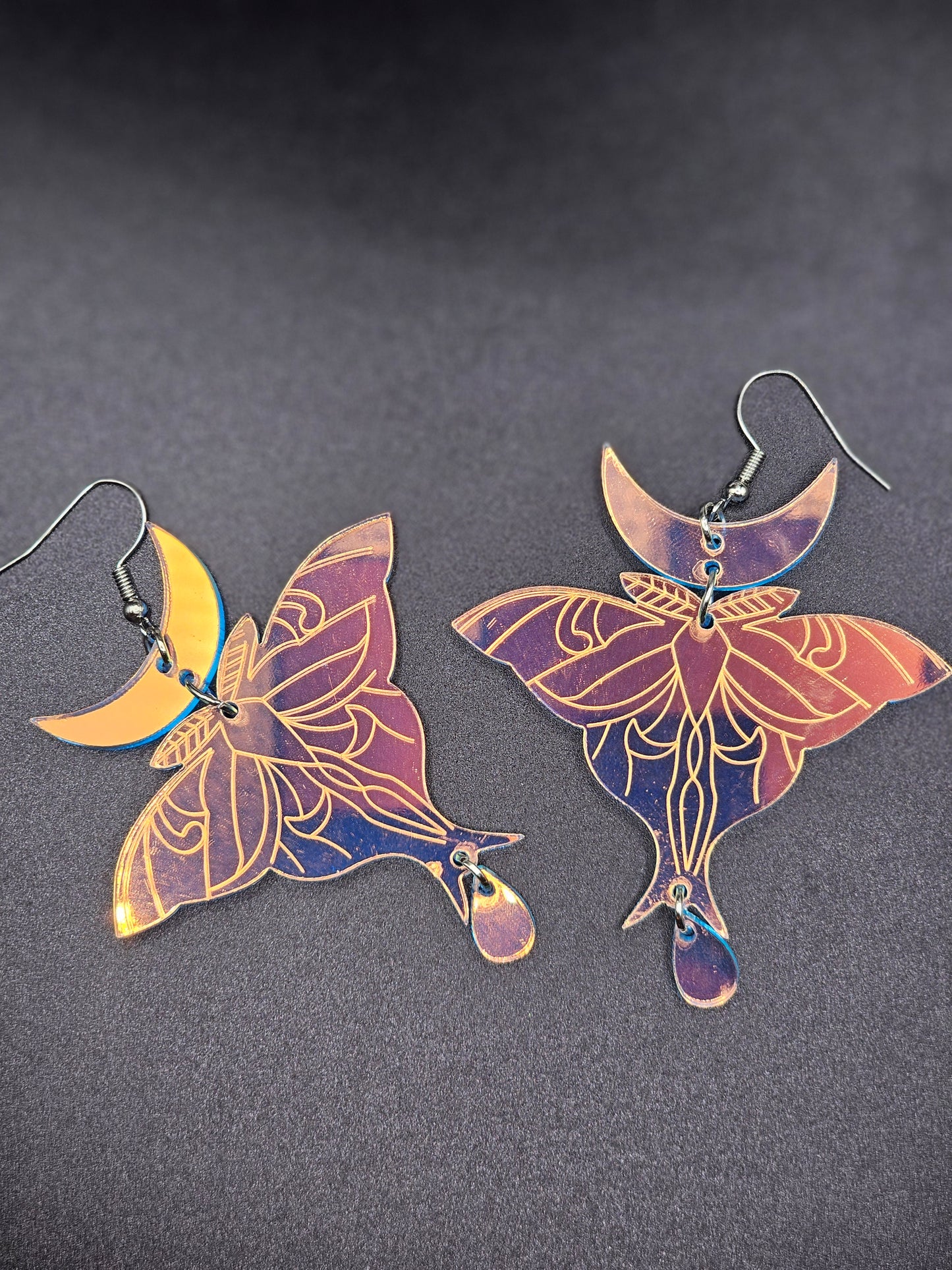 Acrylic Holographic Moth Earrings