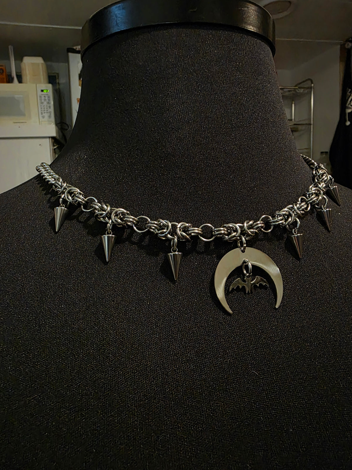 Chainmail Bat Moon Bat Chainmail Necklace – Chain Link Reaction