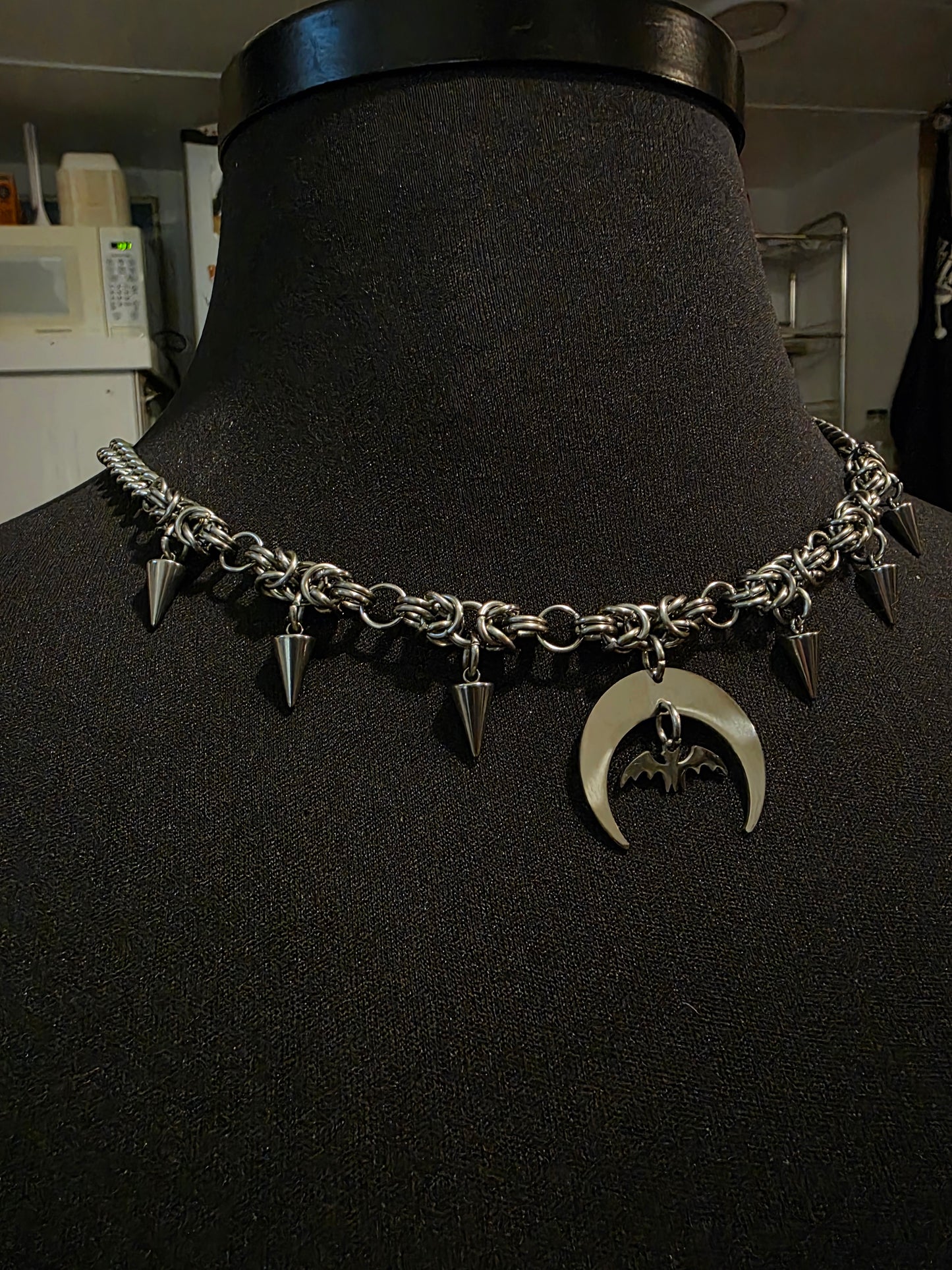 Moon Bat Chainmail Necklace