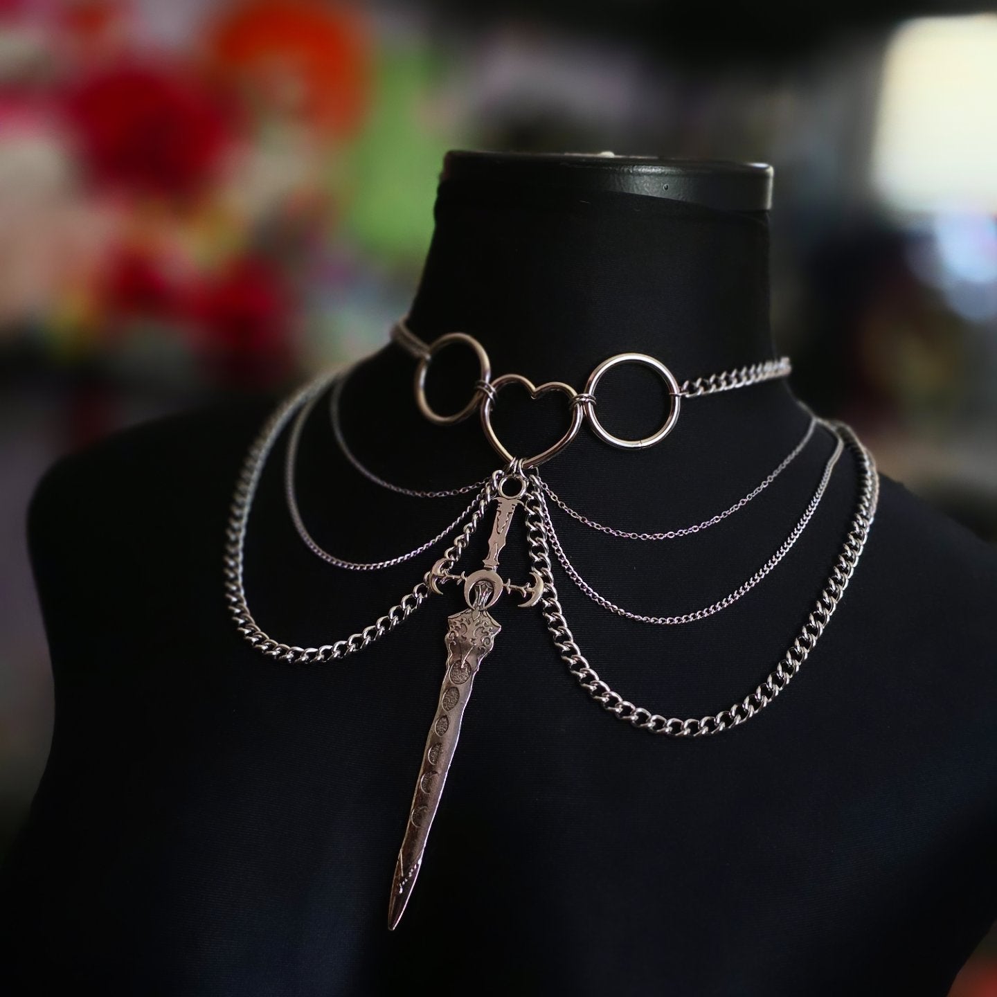 Moon Phase Sword Necklace