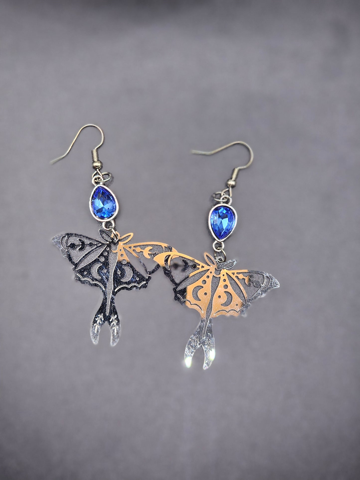 Blue Moth Earrings