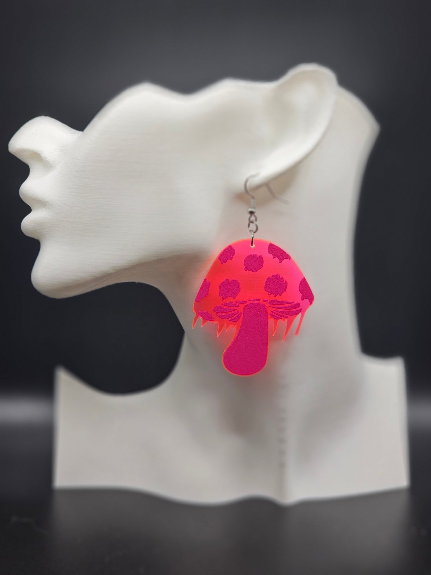 Trippy Pink Mushroom Earrings