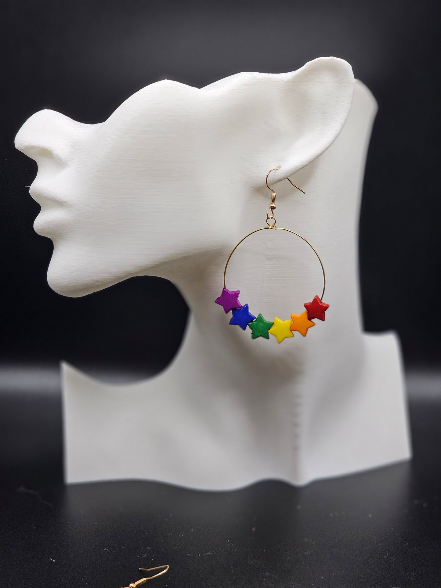 Gold Rainbow Bead Hoops