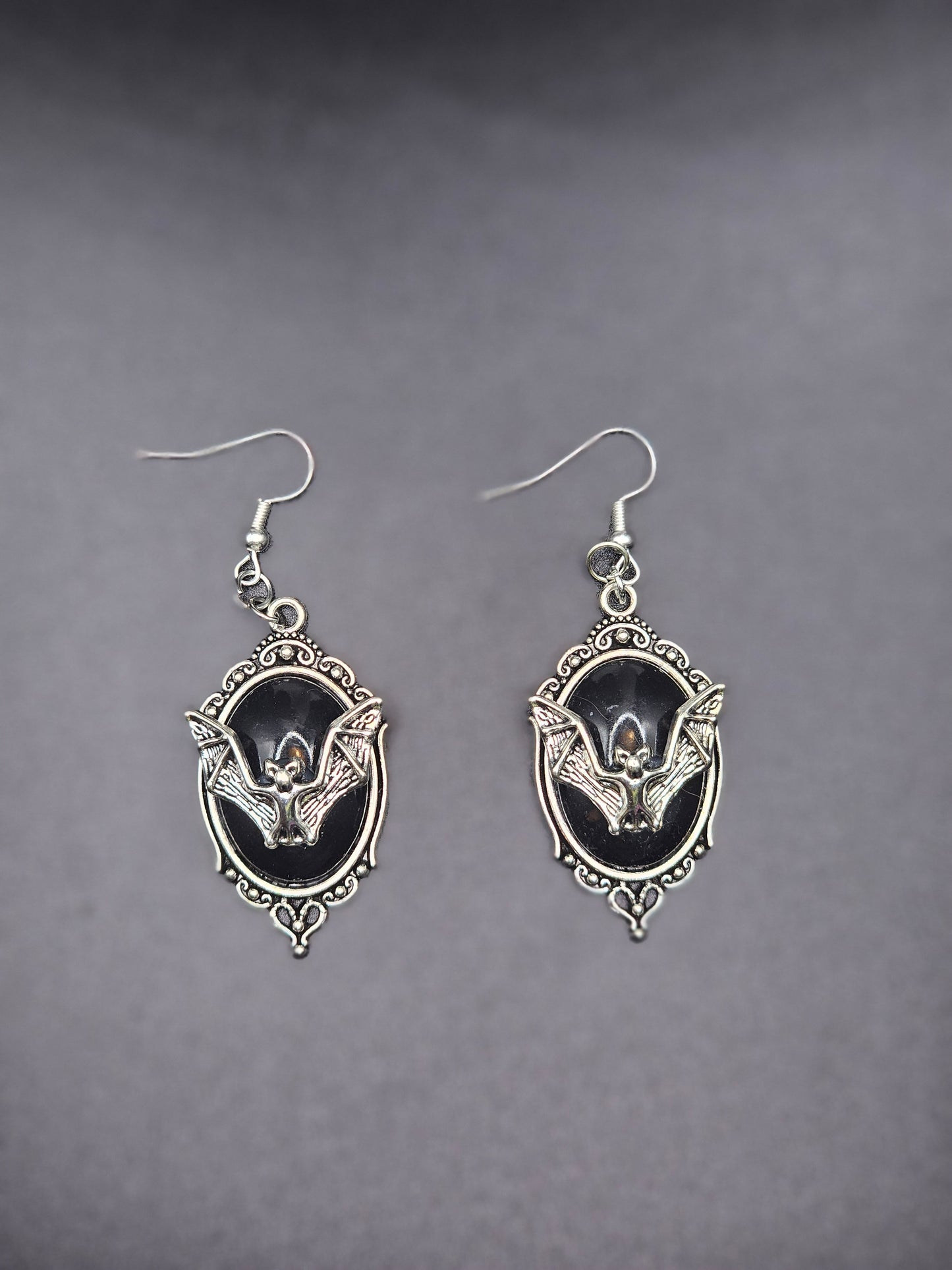 Bat Cameo Earrings