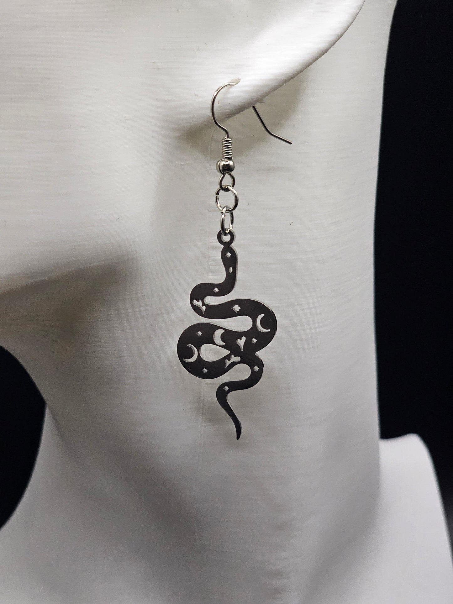 Silver Snake Charm Earrings