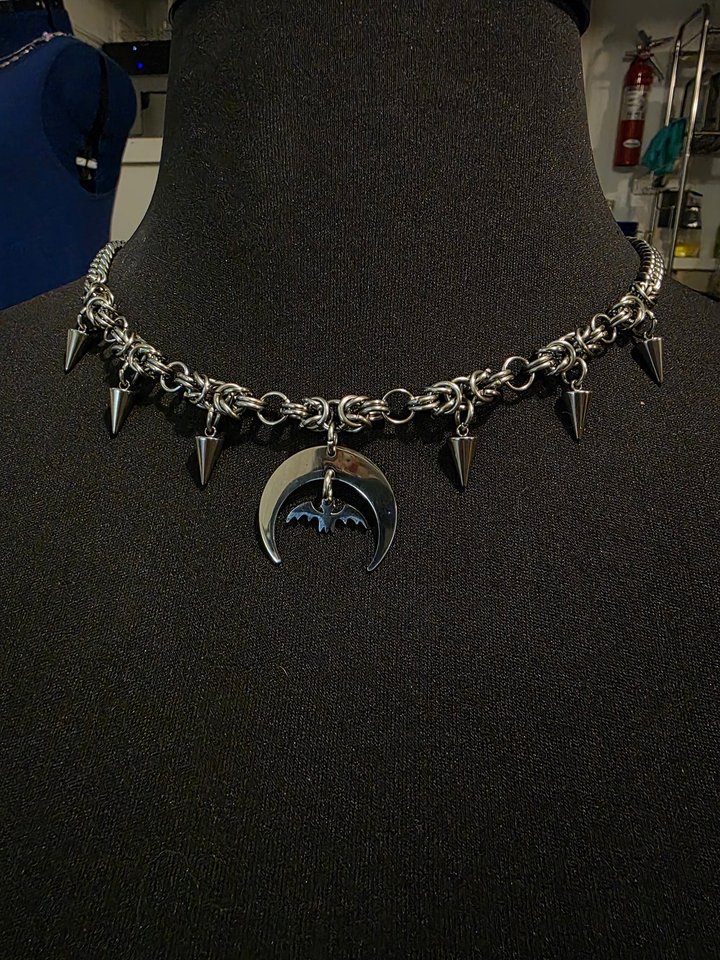 Moon Bat Chainmail Necklace