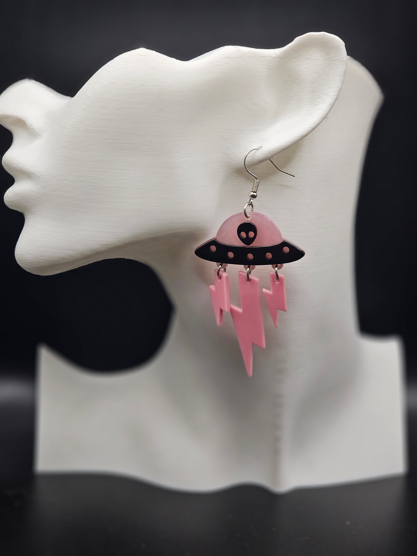 Pink UFO Earrings