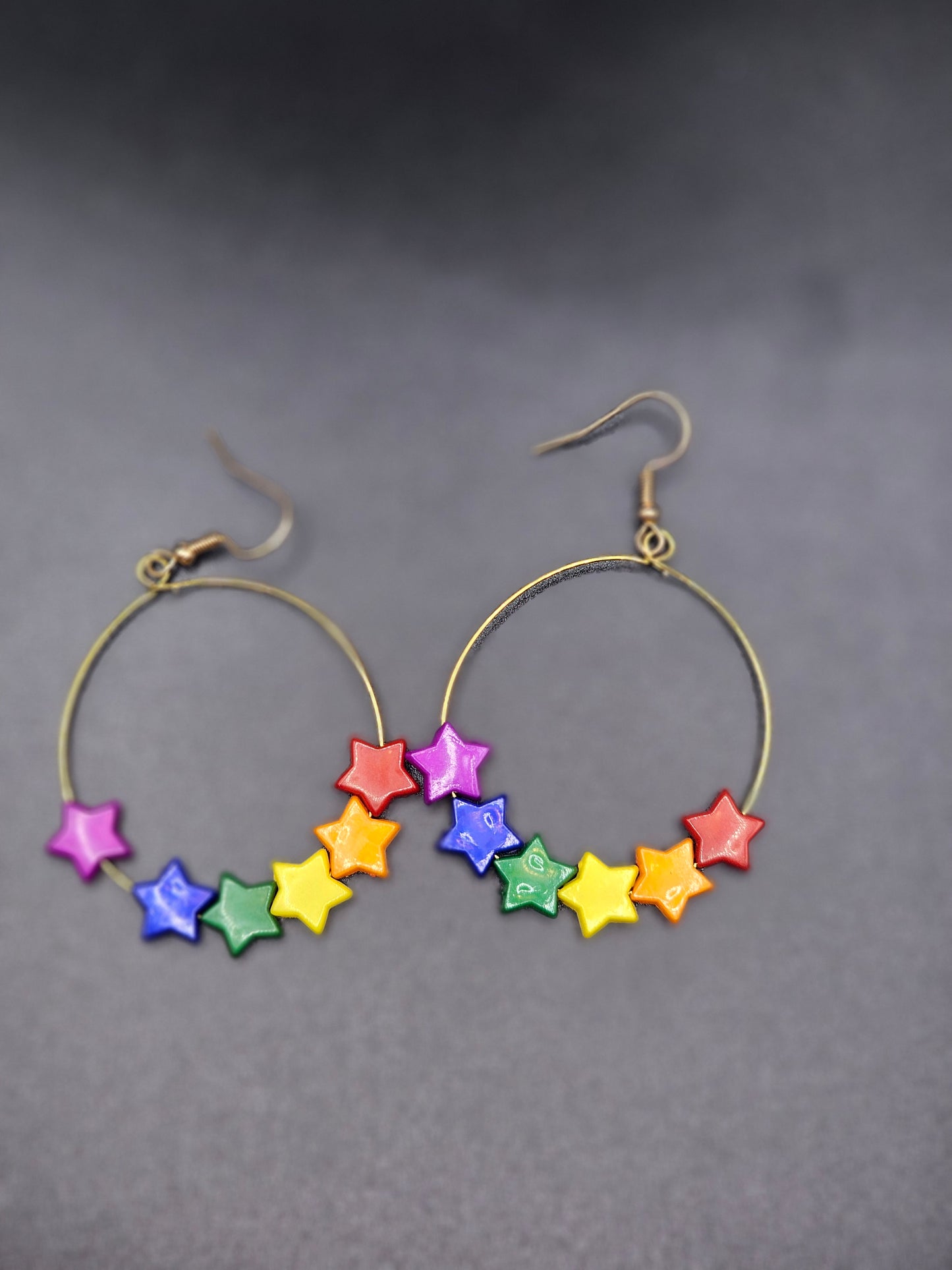 Gold Rainbow Bead Hoops