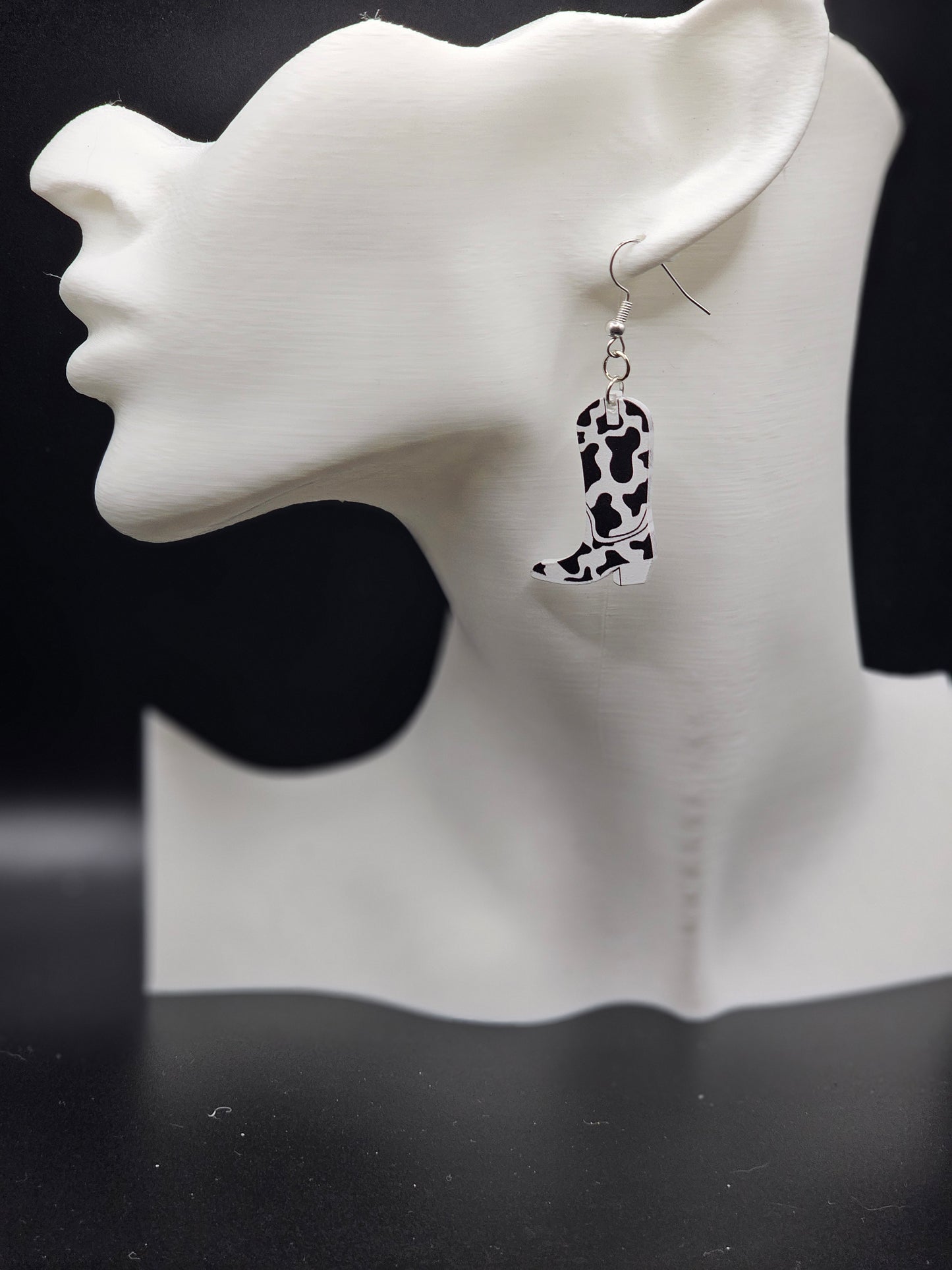 Cow Print Boot Earrings