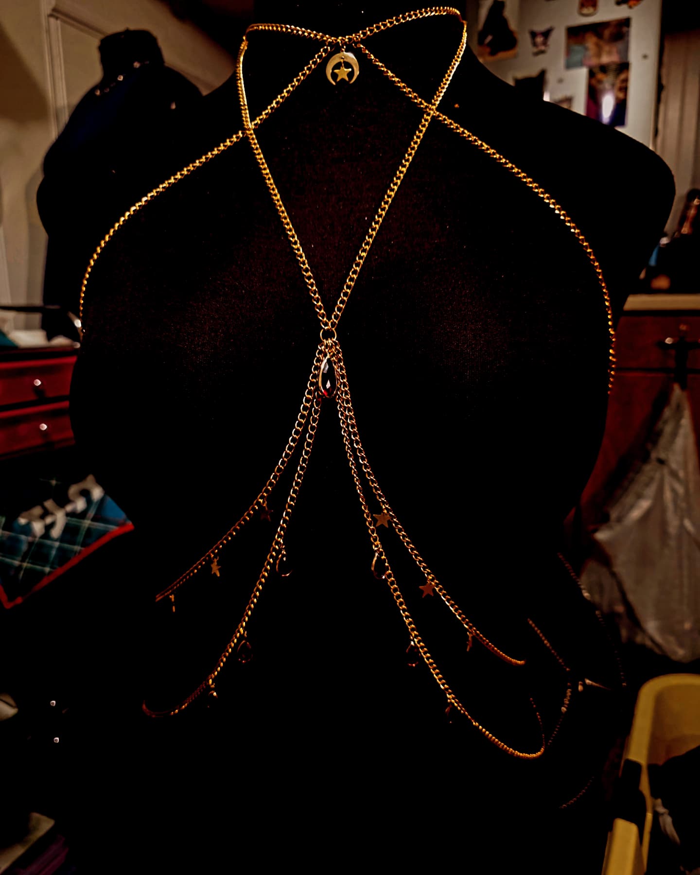 Twinkling rubies body chain