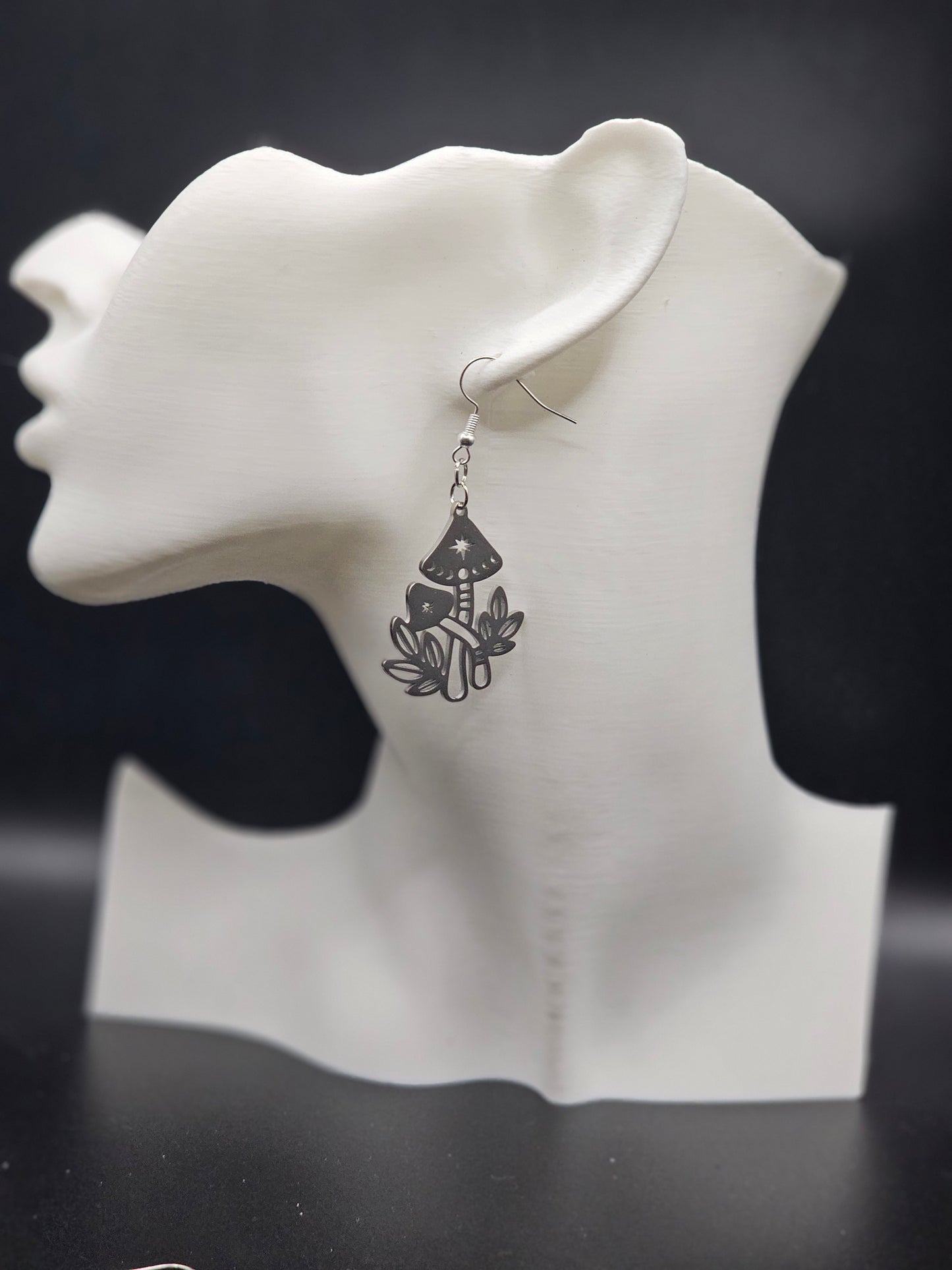 Silver Mushroom Earrings