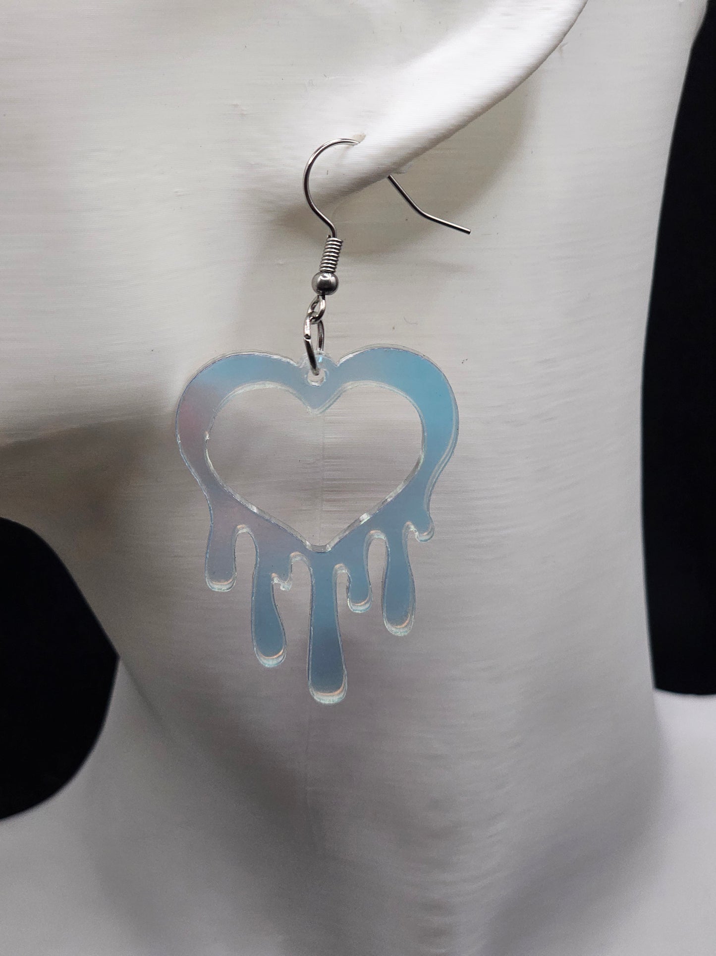 Holographic Heart Drips Earrings