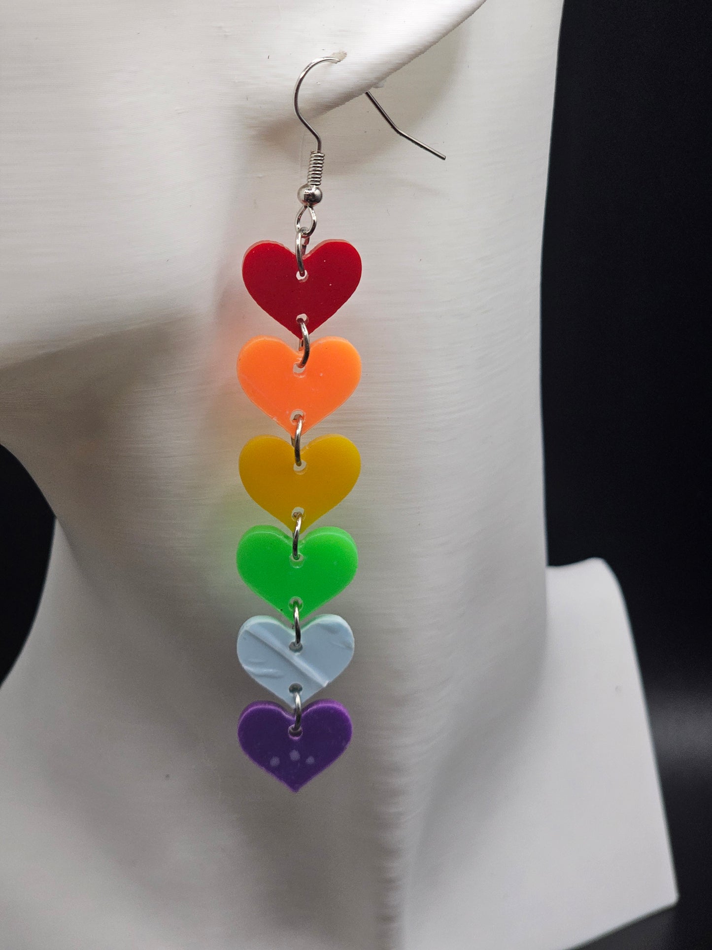 Rainbow Heart Dangle Earrings