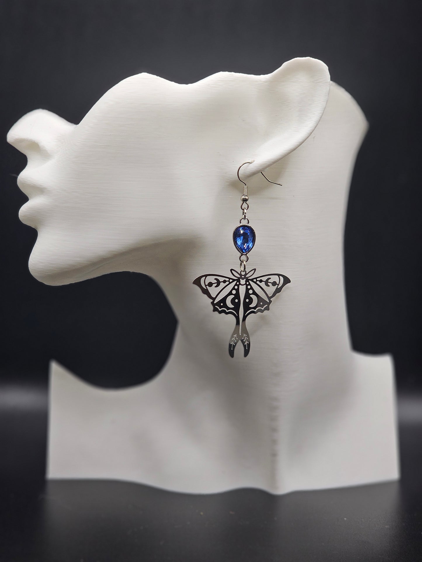 Blue Moth Earrings