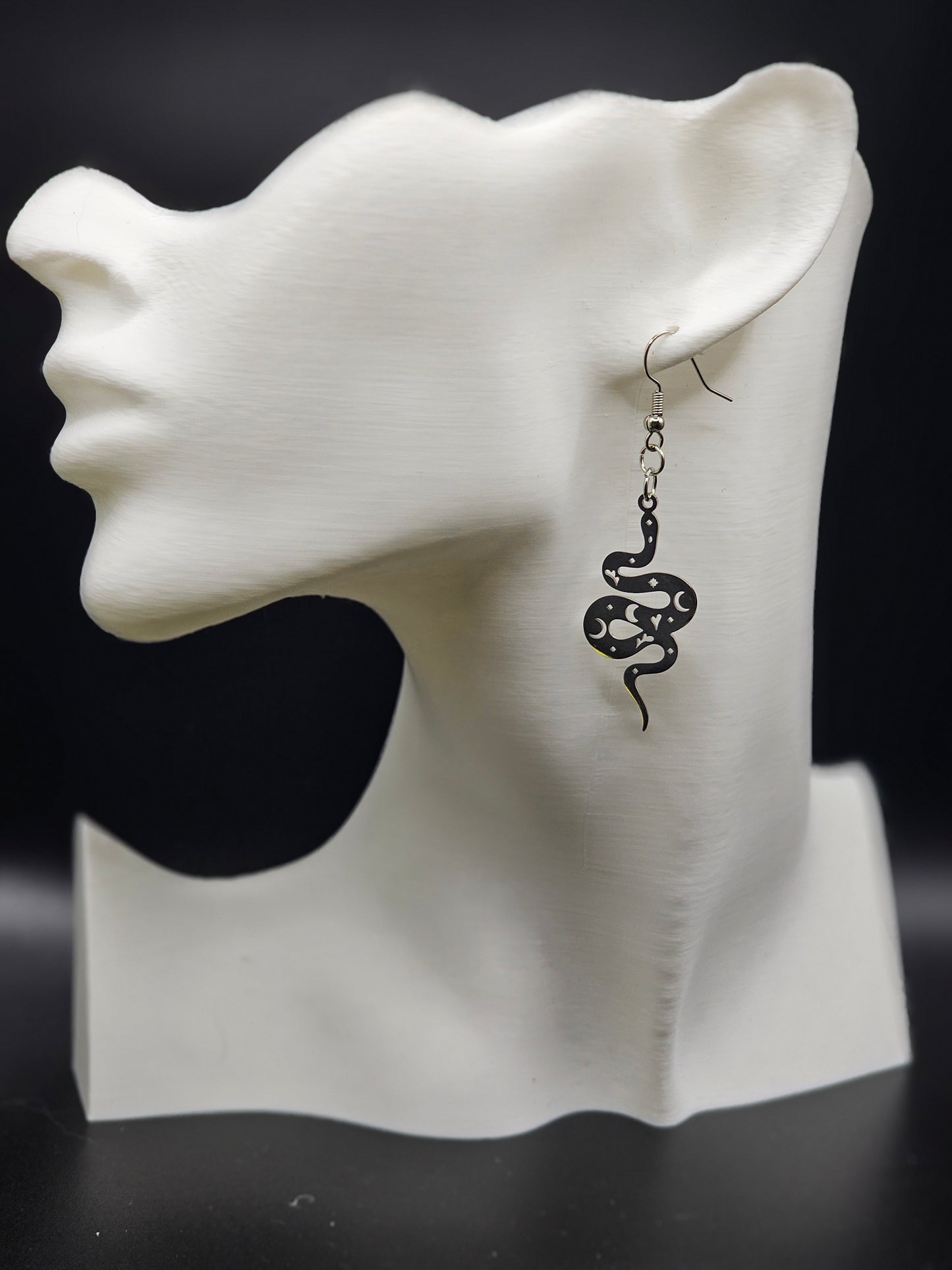 Silver Snake Charm Earrings