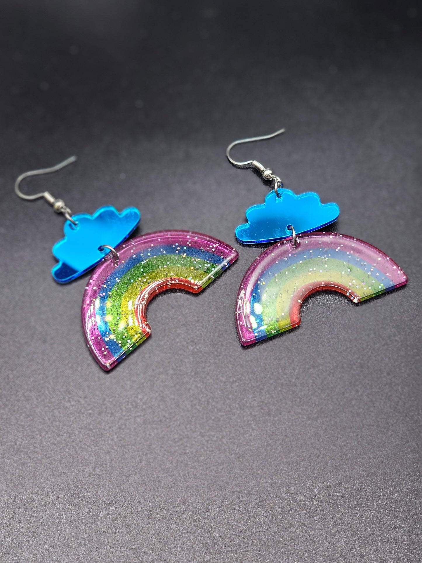 Acrylic Cloud and Rainbow Earrings